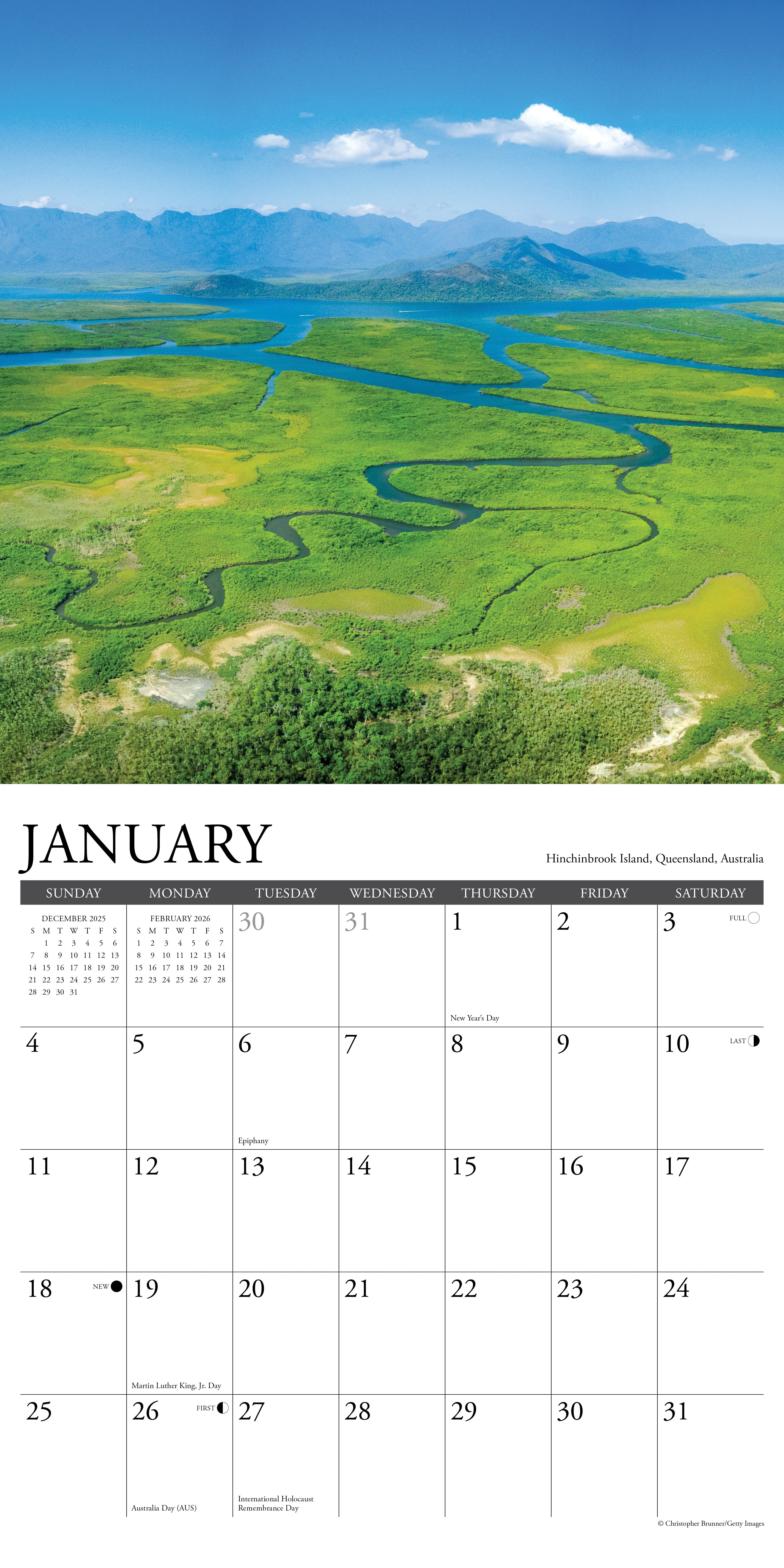 Australia 12" x 12" 2026 Wall Calendar with large grids for notes and appointments