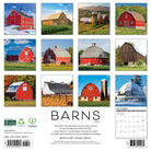 2026 Wall Calendar featuring beautiful barns and rural landscapes from July to December 2025.