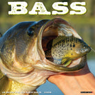 2026 Wall Calendar featuring a close-up of a bass fish catching a smaller fish, showcasing the thrill of fishing.