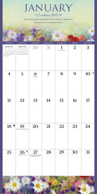 2026 Wall Calendar page for January featuring floral designs and uplifting Bible verse.