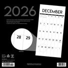 Black & White Professional Large Grid 2026 wall calendar, 12x12 inches