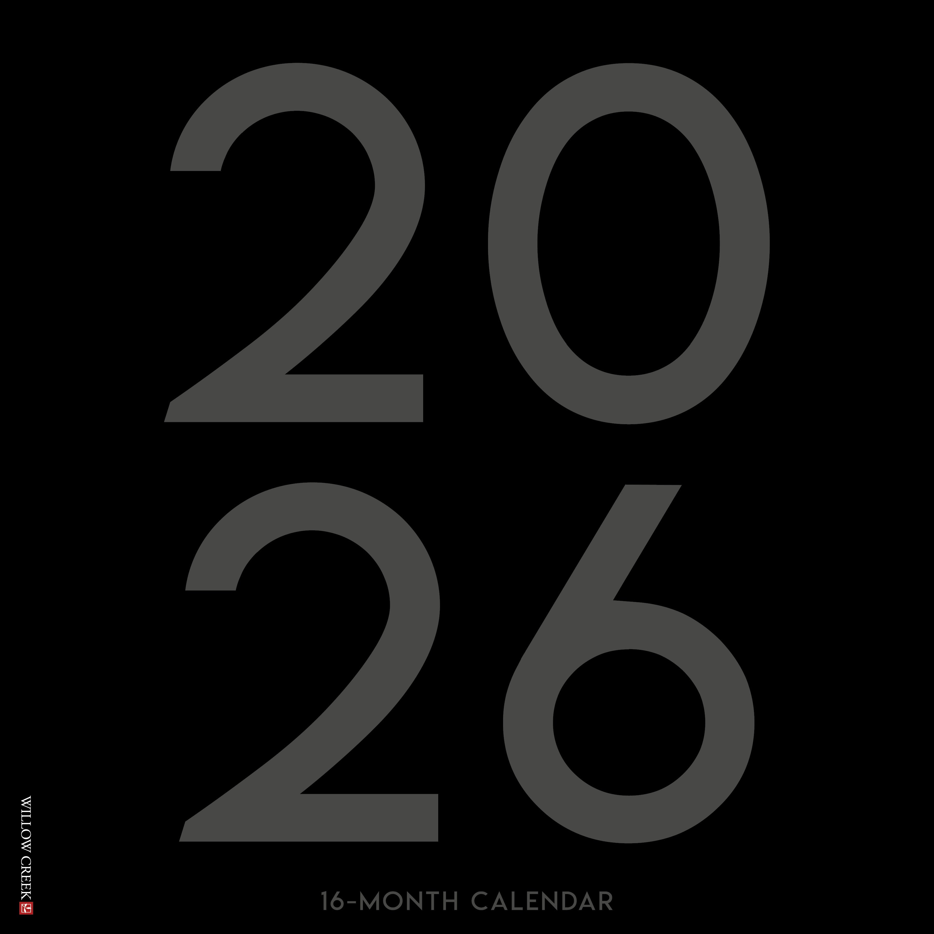 Professional 2026 wall calendar in black and white with spacious planning layout