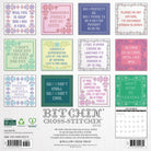 Bitchin' Cross-Stitchin' 12" x 12" 2026 Wall Calendar back cover with humorous cross-stitch designs.