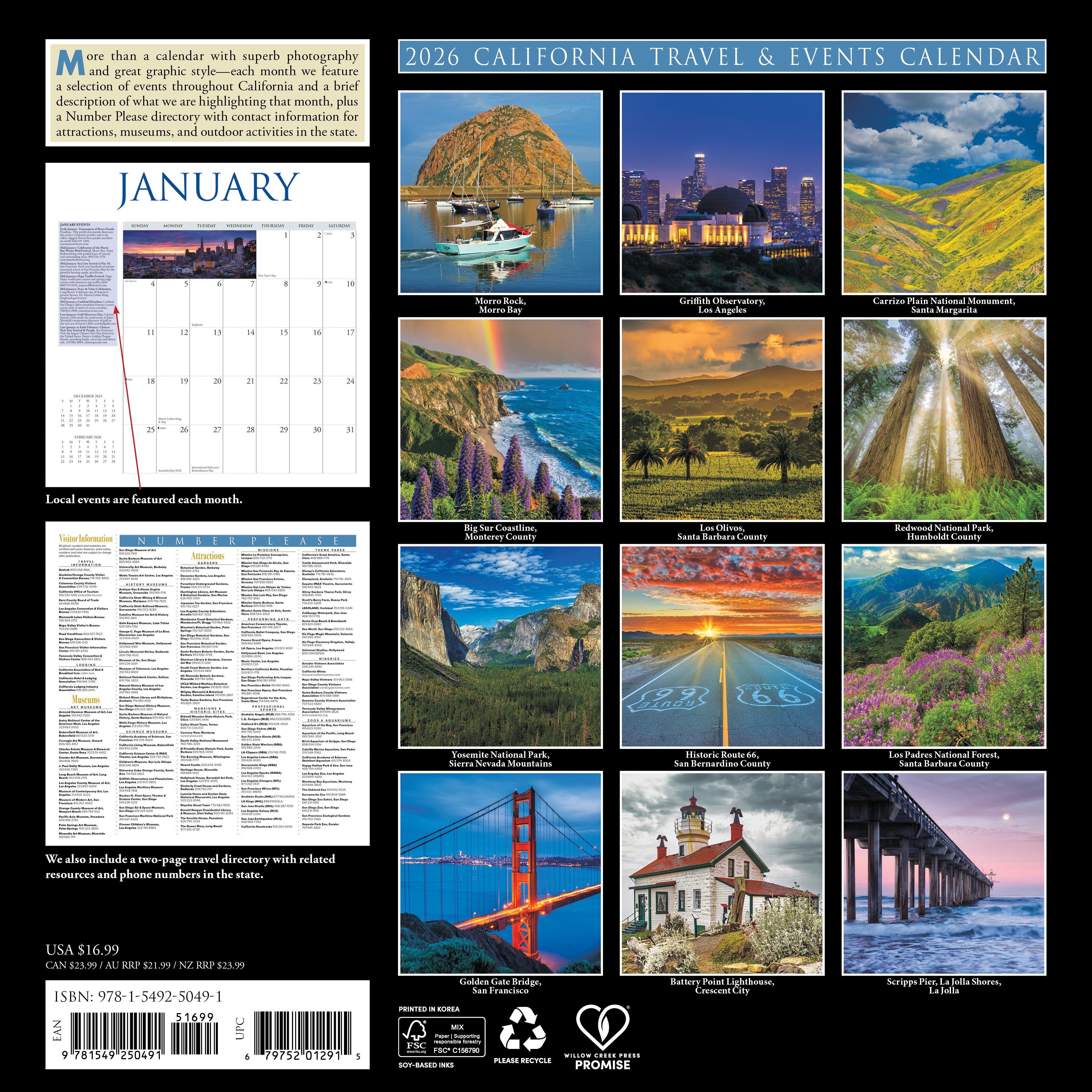 2026 Wall Calendar showcasing California's natural beauty and vibrant cities