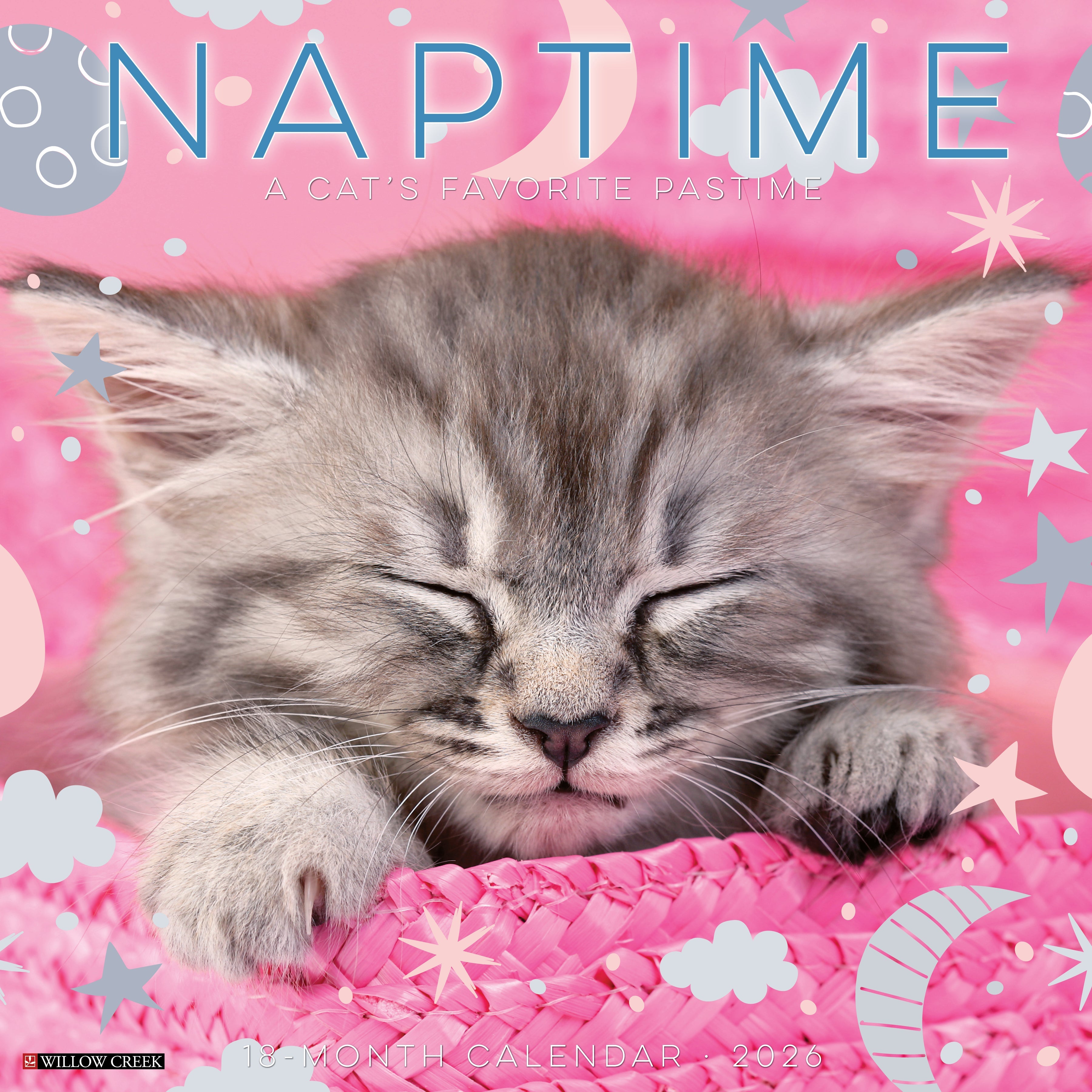 Naptime 2026 Wall Calendar featuring adorable cats sleeping in cozy spots