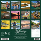 Back cover of the What Fly Fishing Teaches Us 2026 Wall Calendar featuring vibrant fishing images.