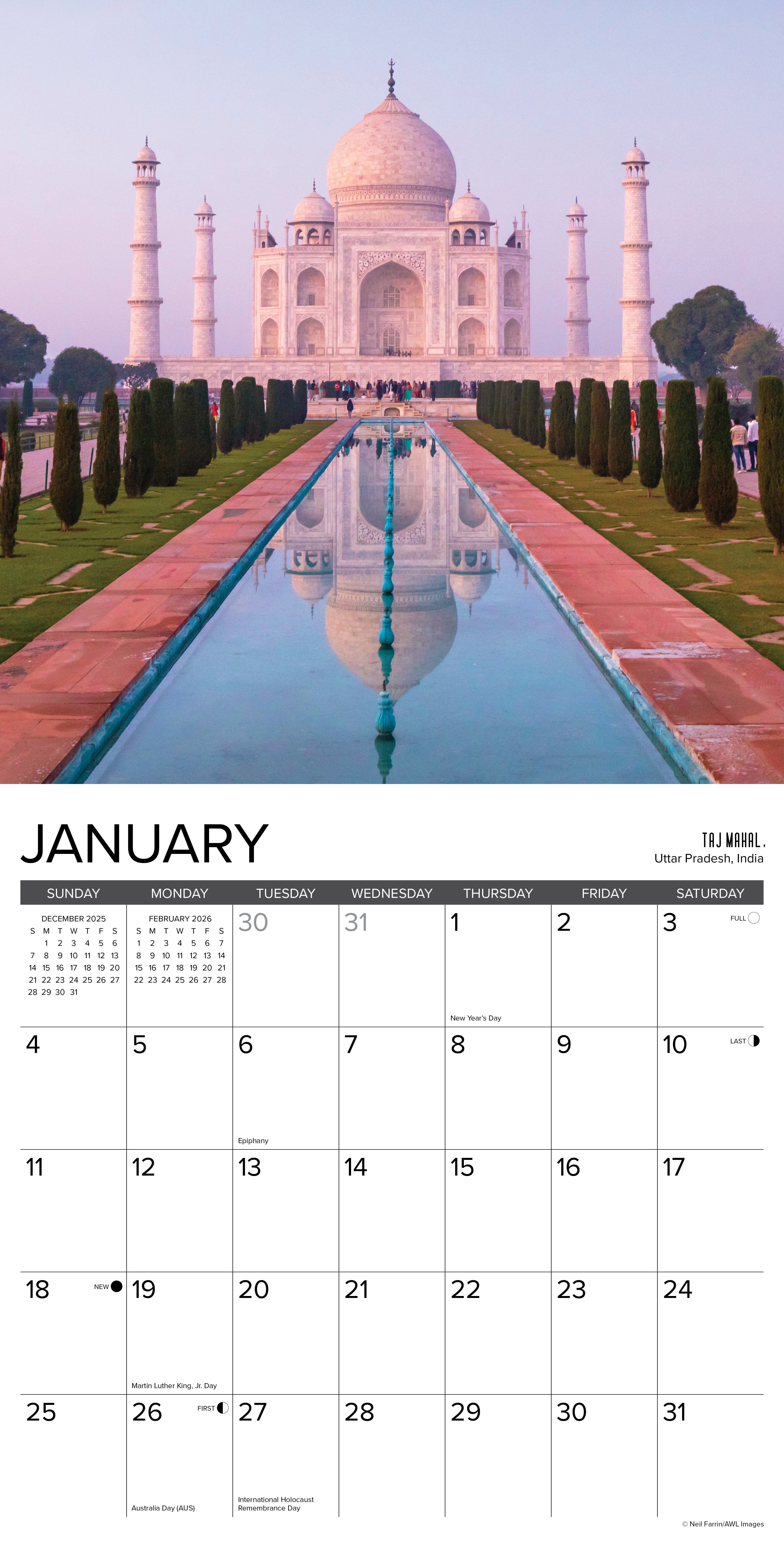 12x12 2026 wall calendar featuring colorful photography and monthly planning