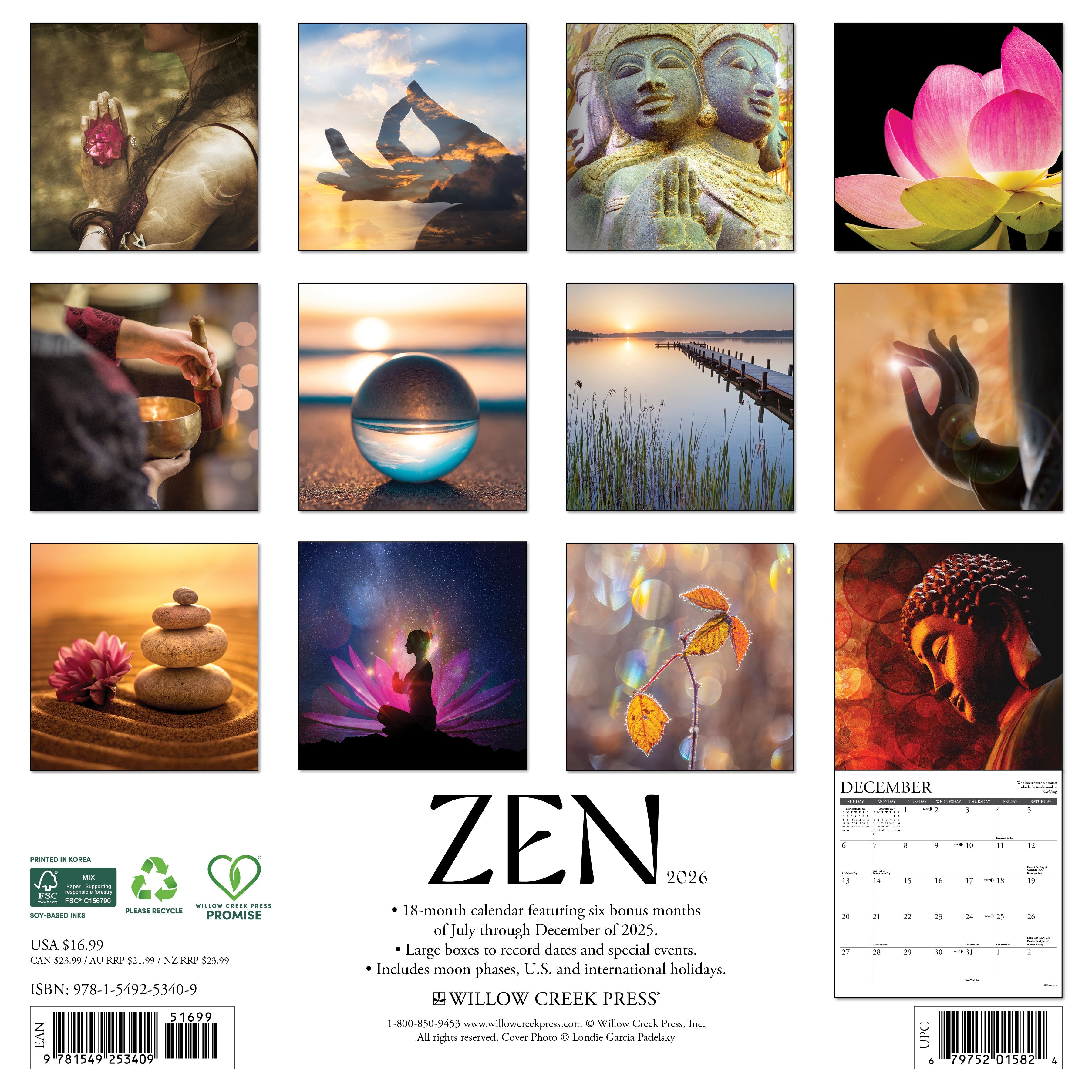 Peaceful and serene 2026 wall calendar for mindful planning