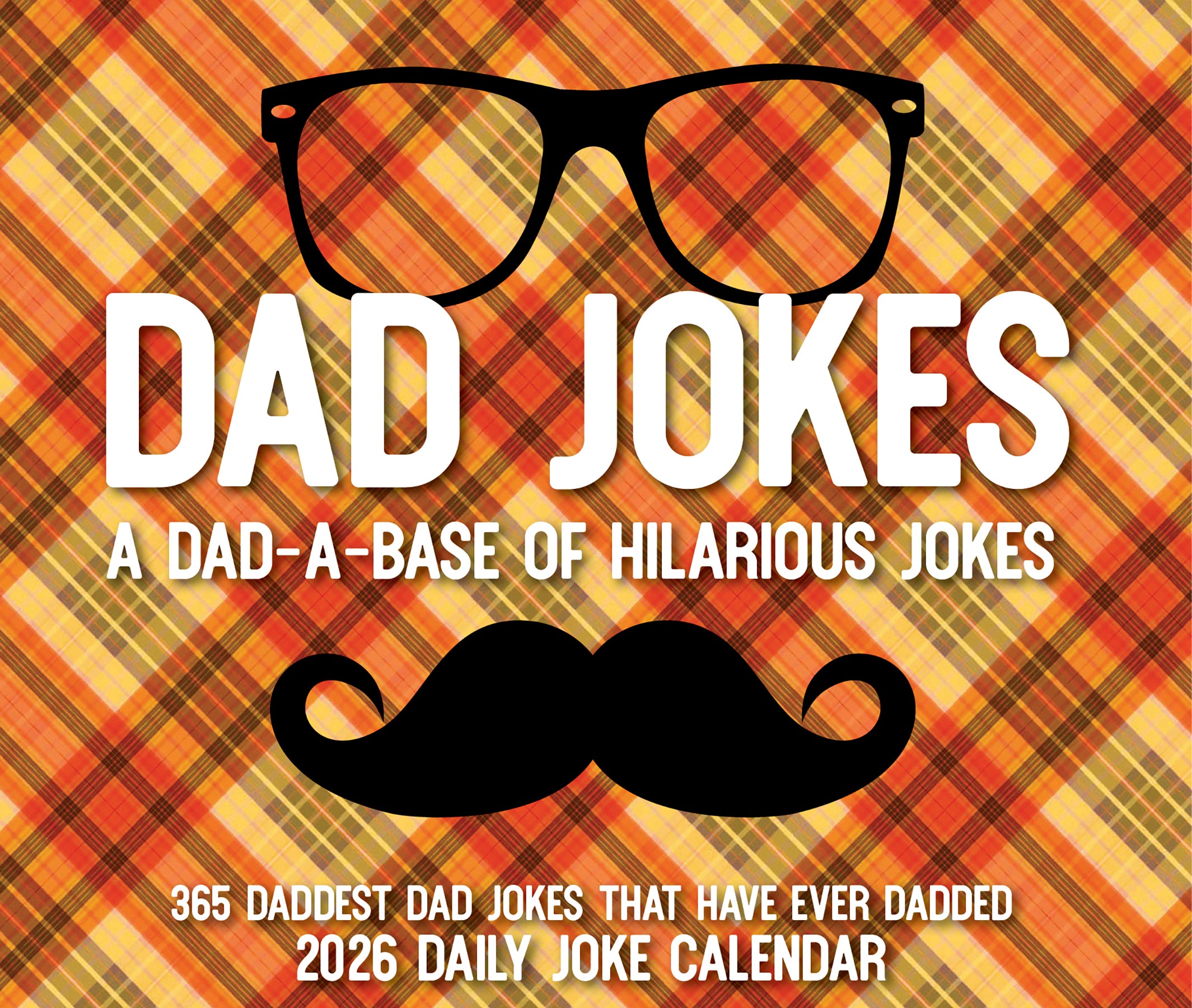 2026 Dad Jokes Daily Box Calendar featuring fun graphics with dad jokes and a playful design.