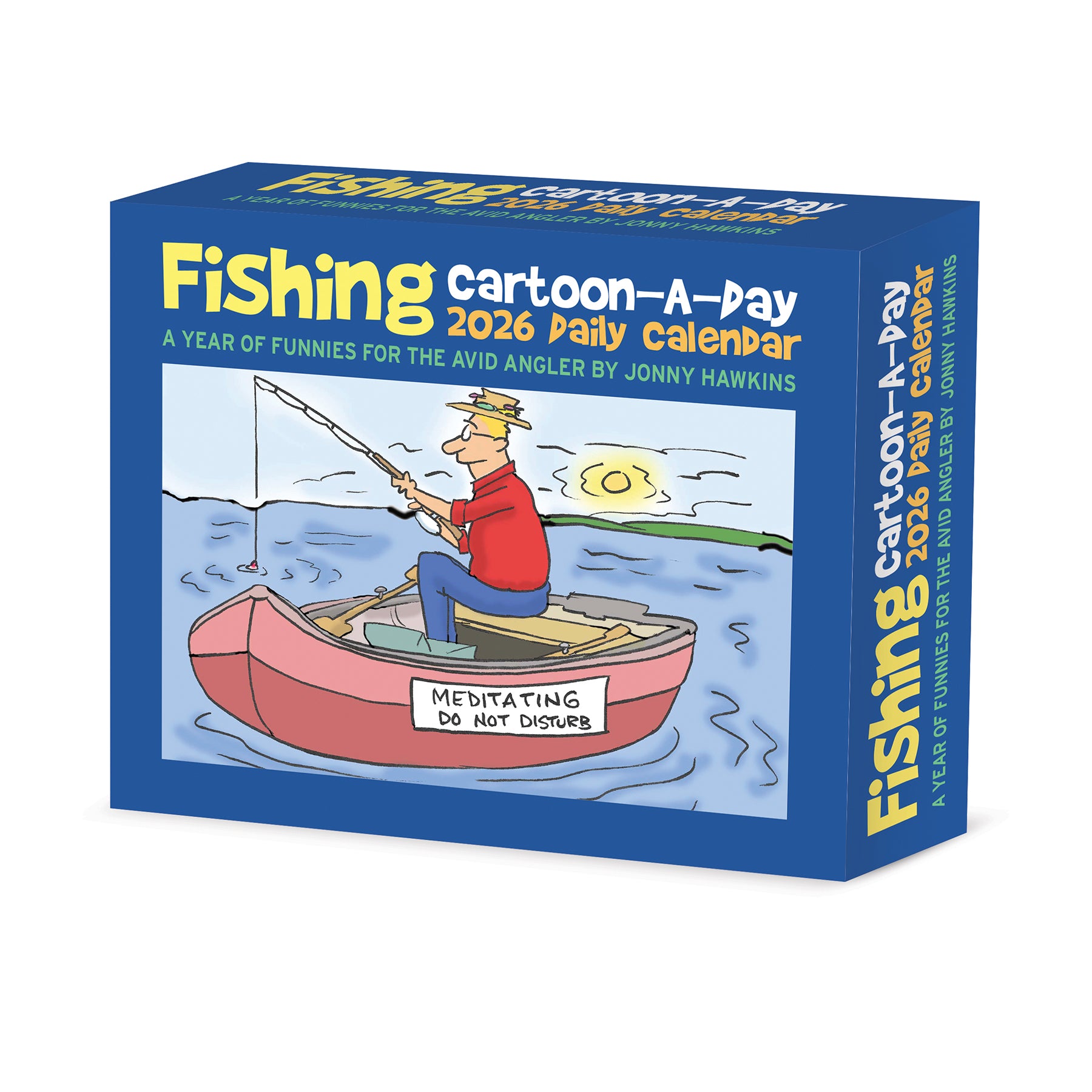 Fishing Cartoon-A-Day 2026 Daily Box Calendar box featuring a humorous fishing scene for avid anglers.