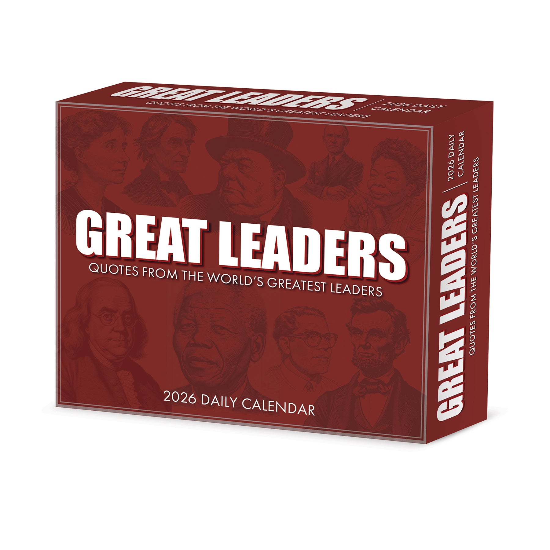 Great Leaders 2026 Daily Box Calendar featuring quotes from the world's greatest leaders.