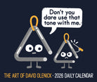 Humorous illustration from The Art of David Olenick featuring characters from the 2026 Daily Box Calendar.