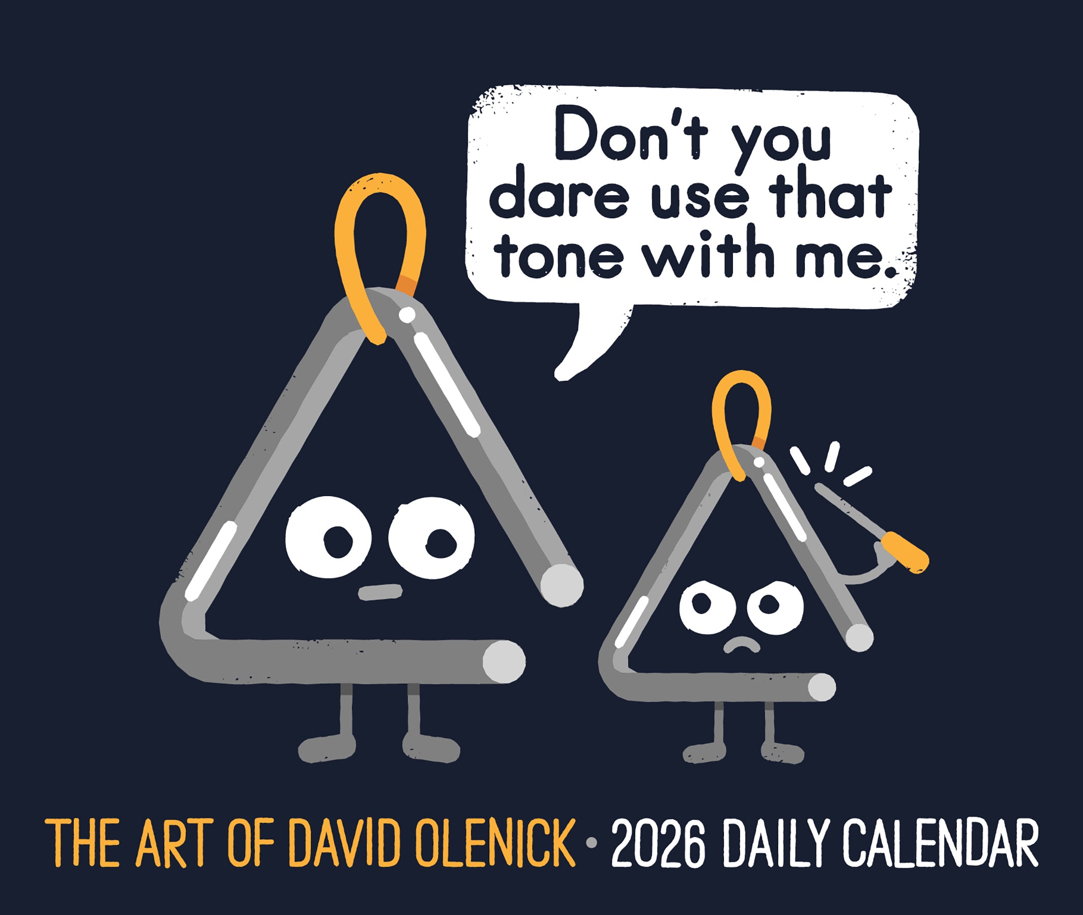 Humorous illustration from The Art of David Olenick featuring characters from the 2026 Daily Box Calendar.