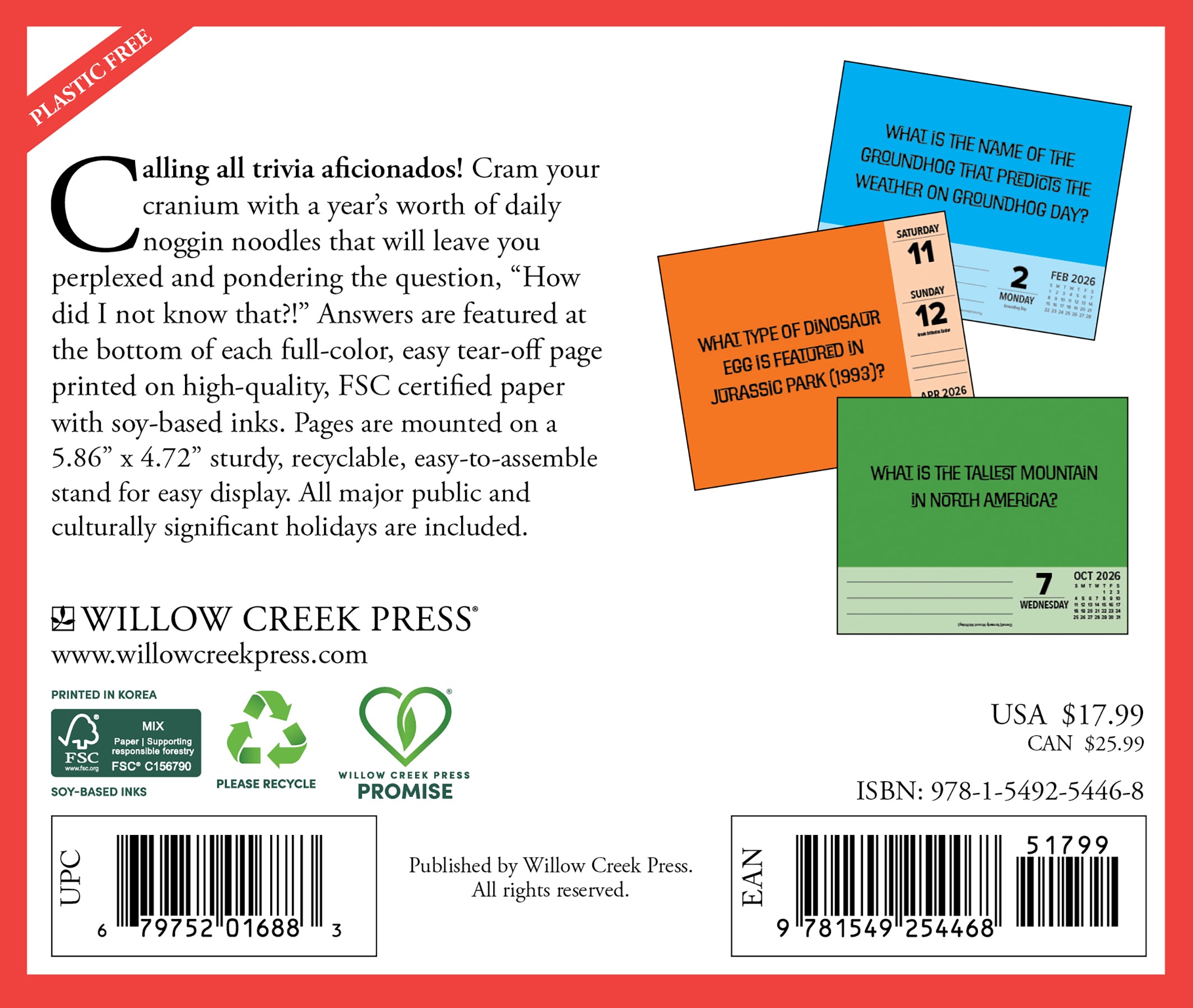 2026 Daily Box Calendar featuring daily trivia questions on high-quality tear-off pages.