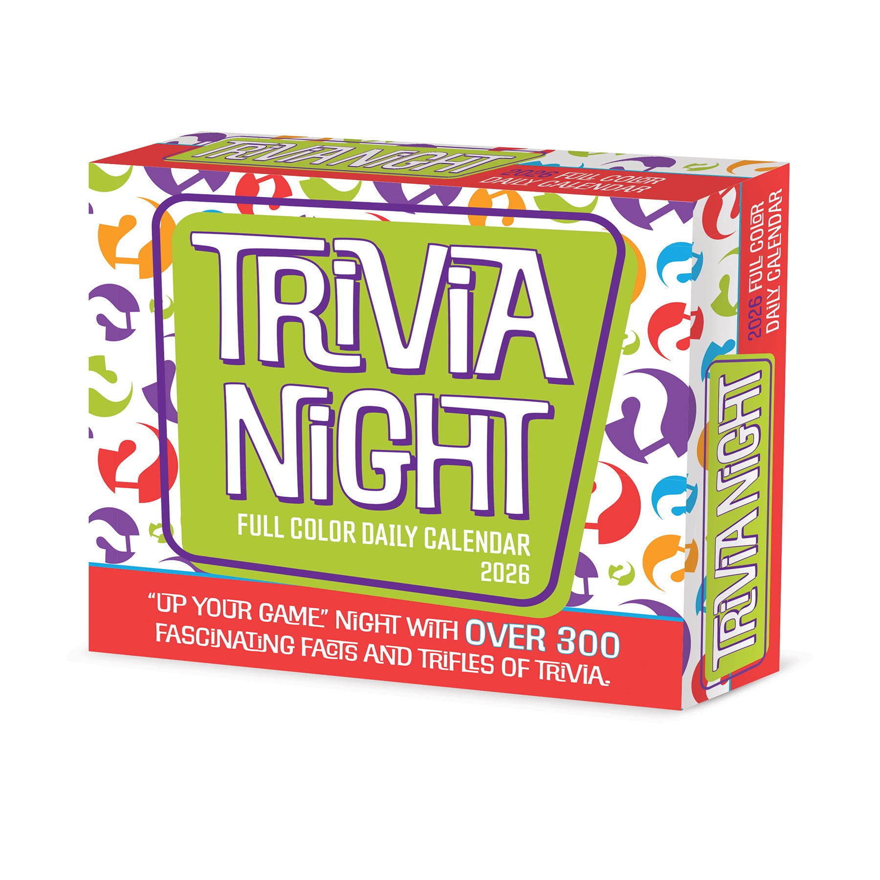 2026 Daily Box Calendar featuring Trivia Night with colorful design and fun trivia facts.