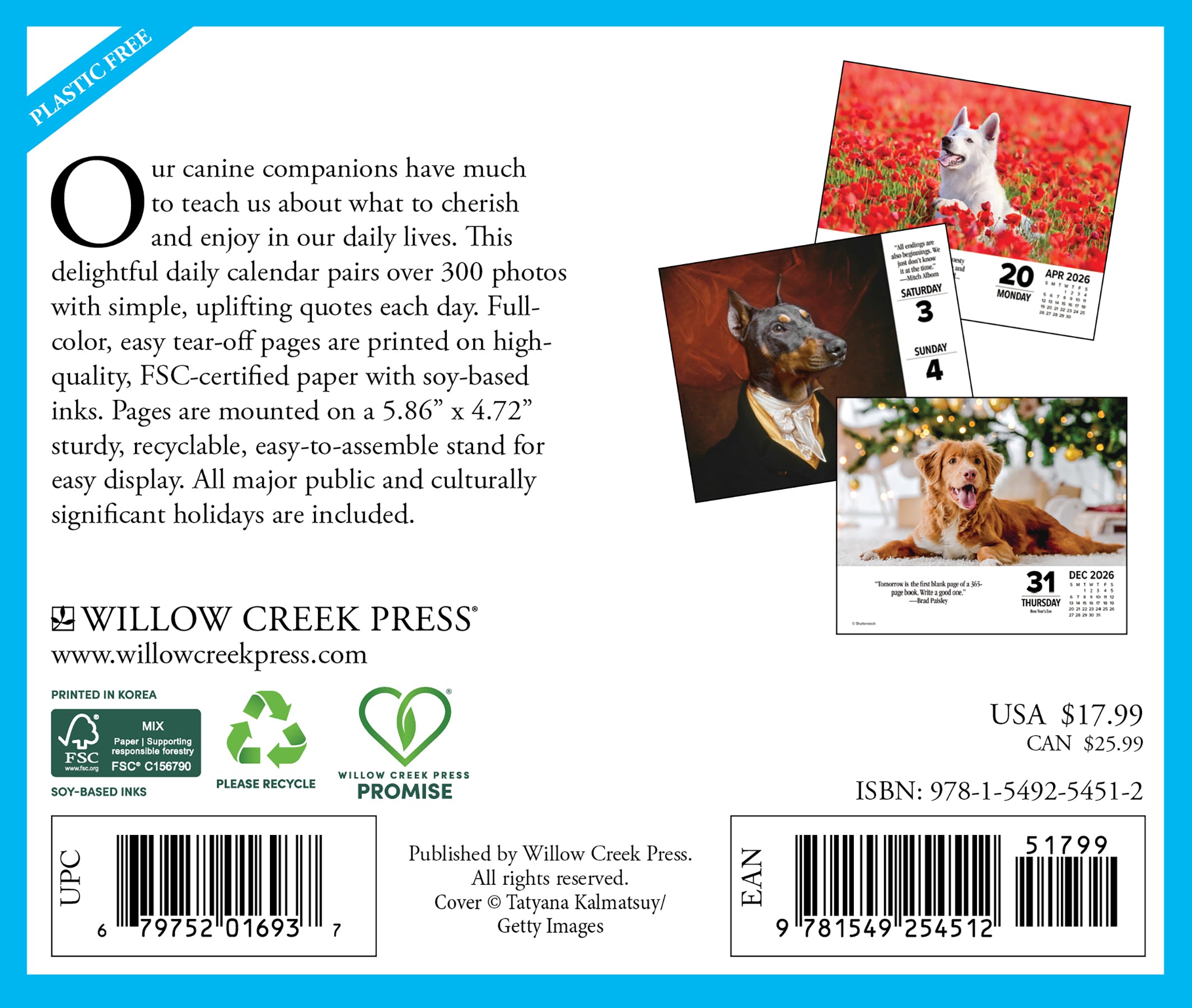 Perfect gift for dog lovers – What Dogs Teach Us 2026 Daily Box Calendar”