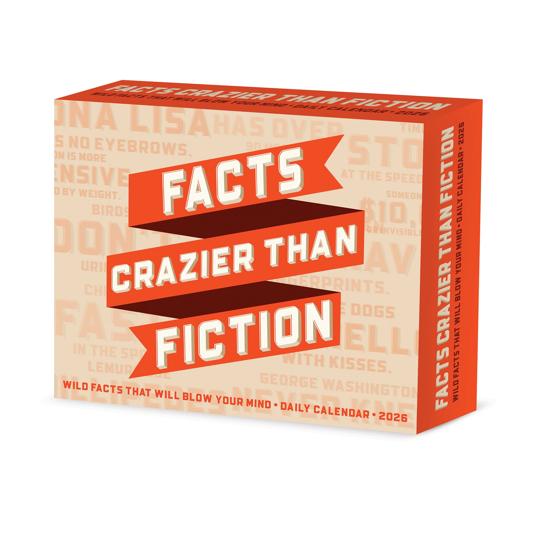 2026 Daily Box Calendar featuring wild facts that will blow your mind, titled Facts Crazier Than Fiction.