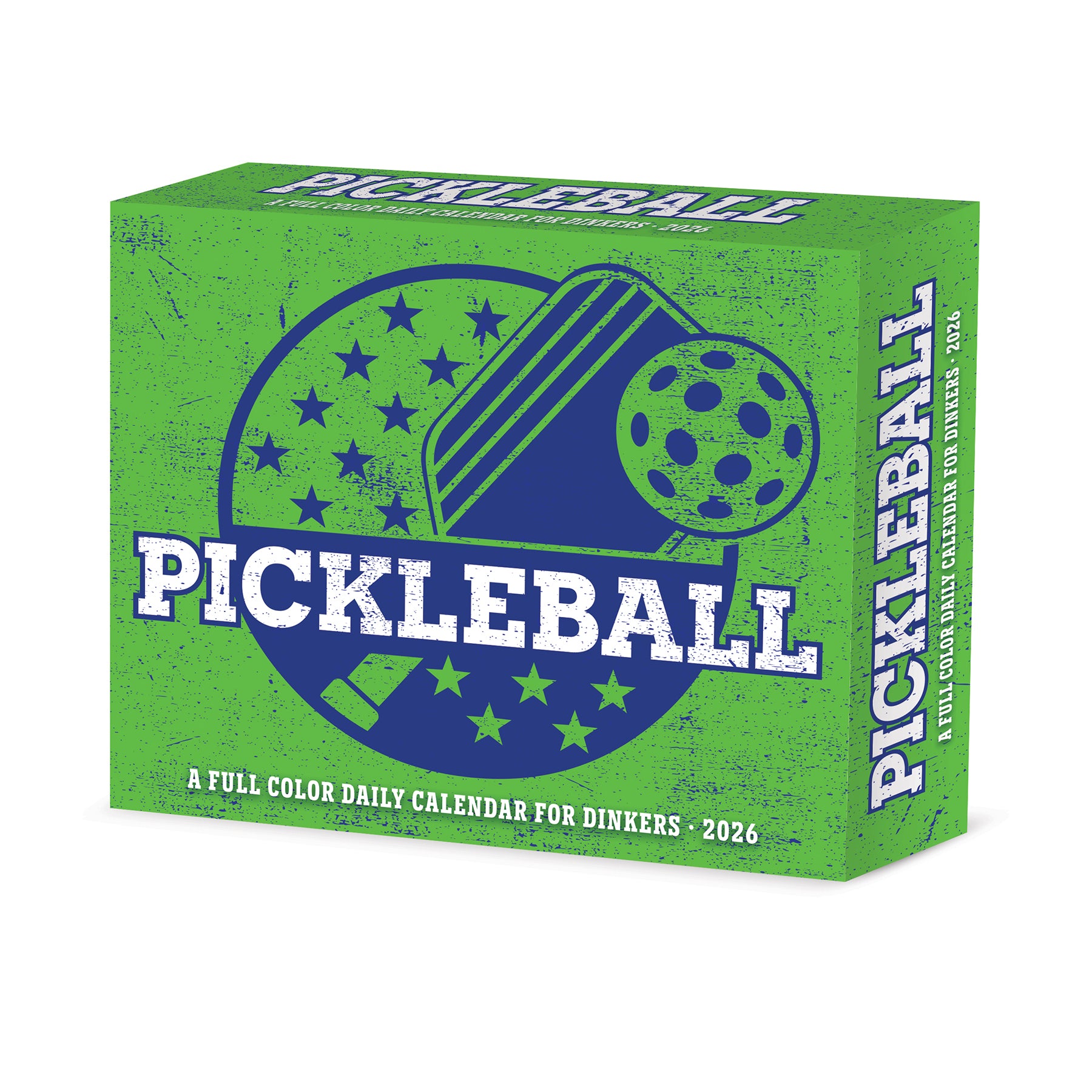 2026 Daily Box Calendar featuring colorful pickleball design with paddles and balls, perfect for pickleball enthusiasts.