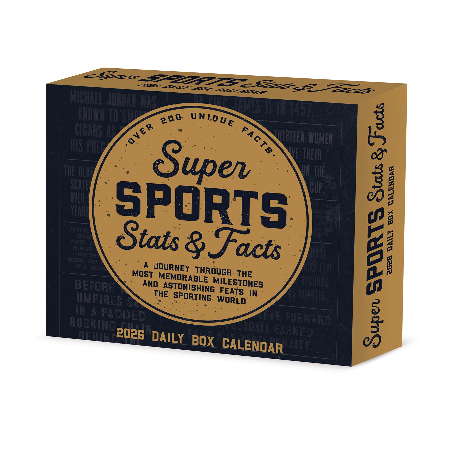2026 Daily Box Calendar - Super Sports Stats & Facts box featuring unique sports milestones and records.