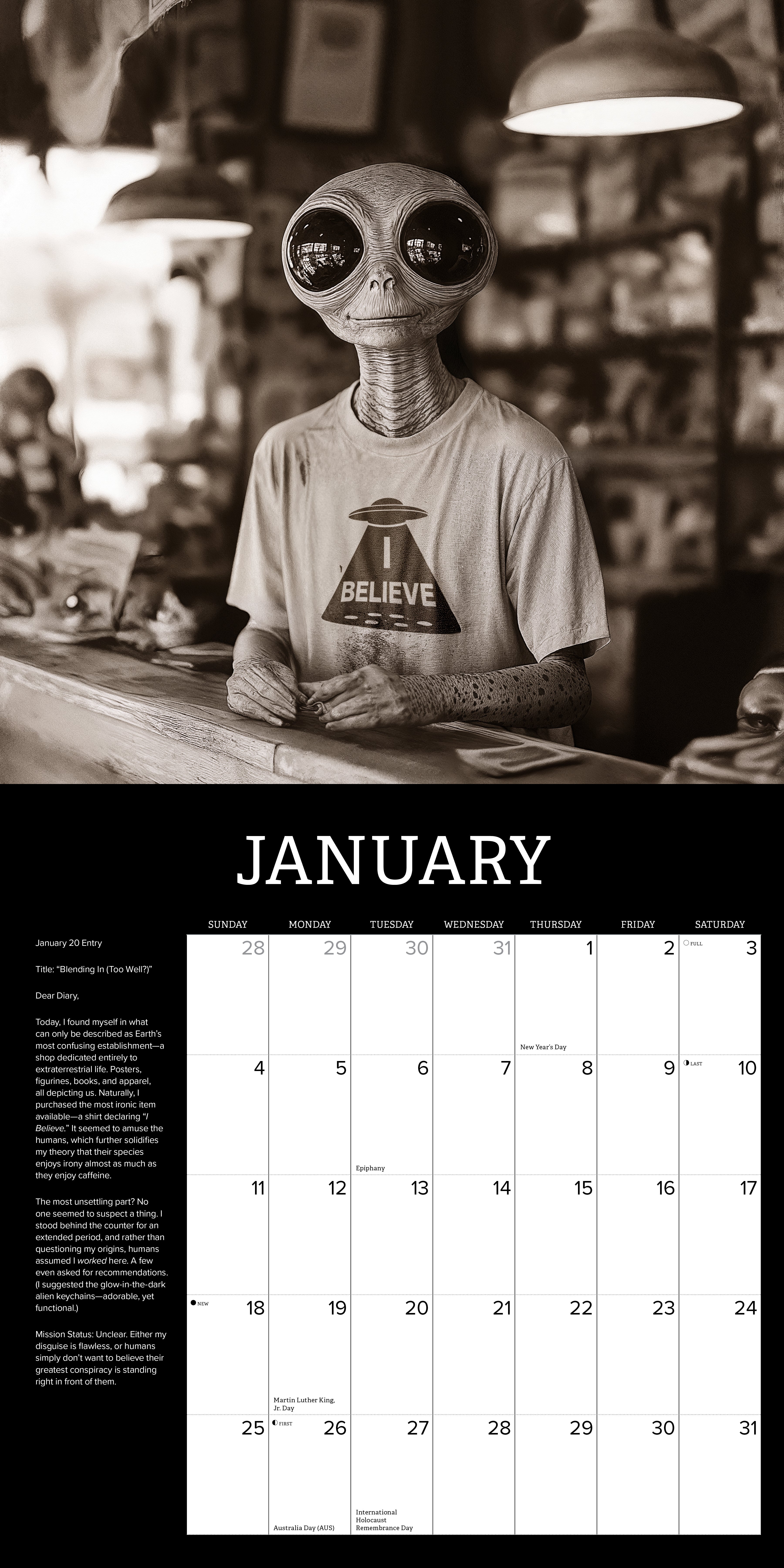 2026 Wall Calendar with large monthly date boxes, decorative images, and holidays, perfect for office or home organization and yearly planning