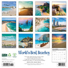12"x12" 2026 wall calendar showcasing the world’s top beaches with large monthly grids for notes and appointments