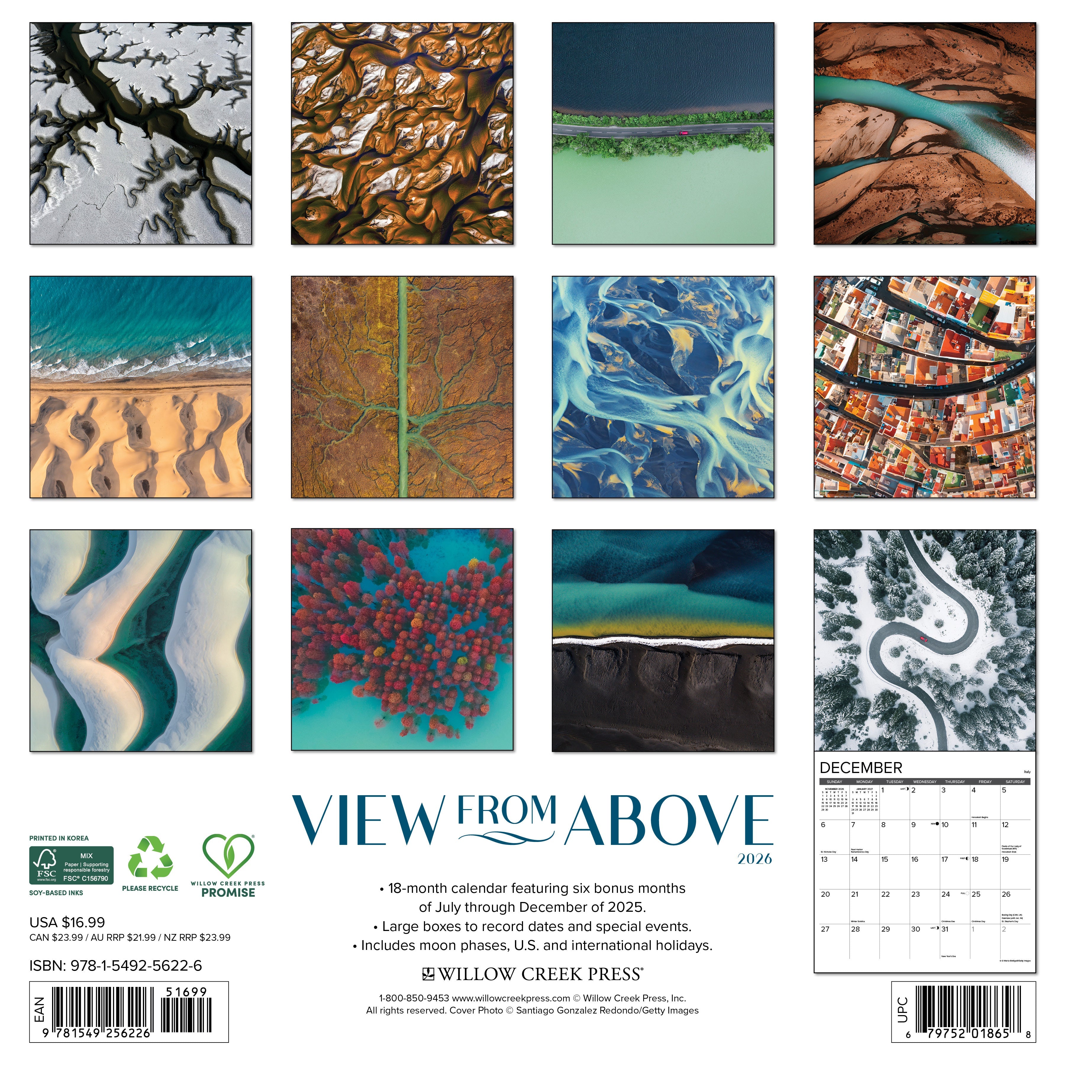 Travel lovers’ 2026 Wall Calendar – View From Above edition with stunning bird’s-eye views