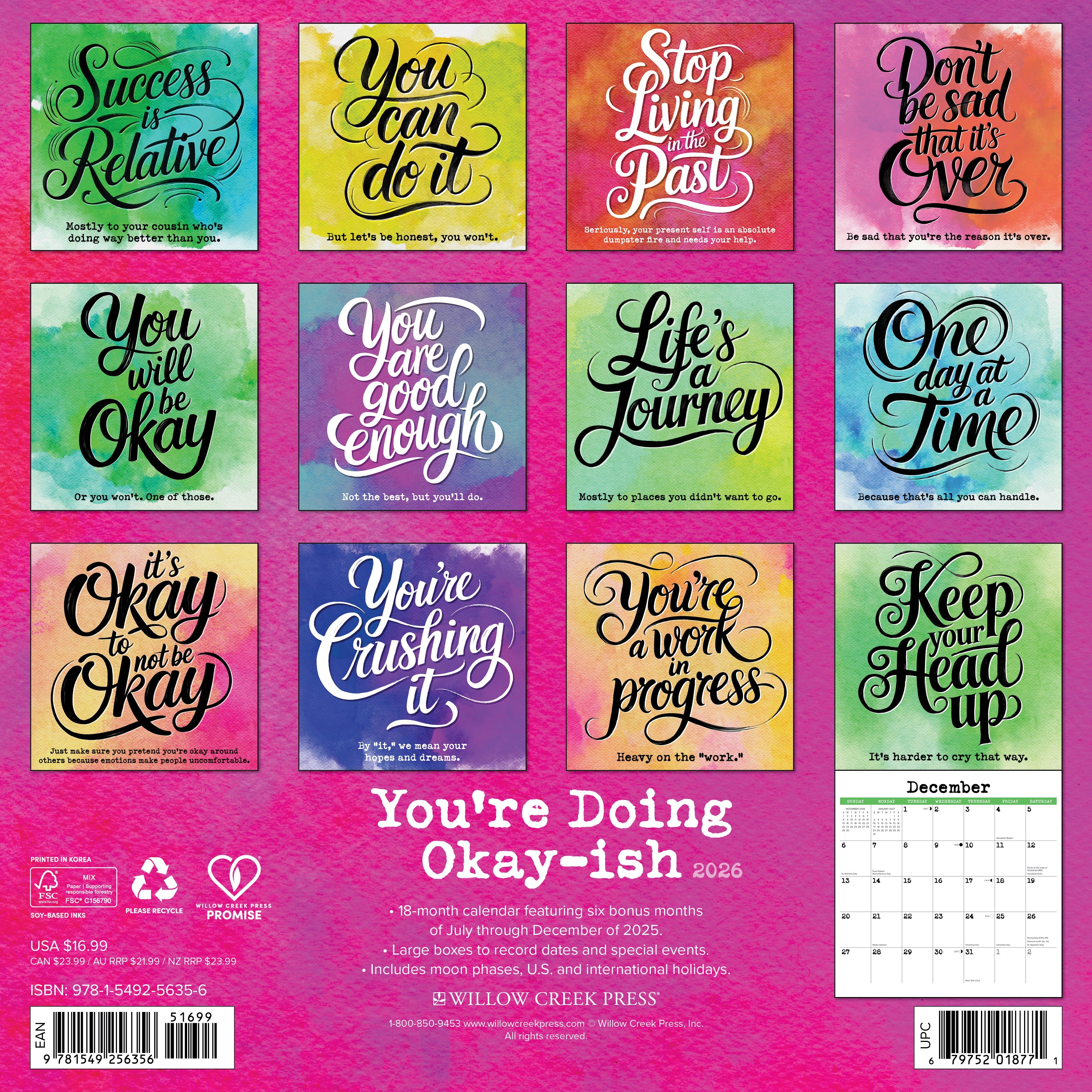 Humorous 2026 wall calendar for home, office, or classroom planning