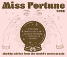 Miss Fortune 2026 Daily Box Calendar featuring shoddy advice from the world’s worst oracle and humorous predictions.