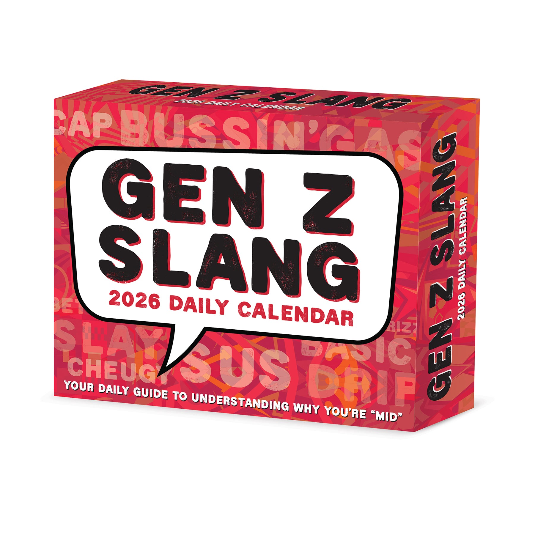 Gen Z Slang 2026 Daily Box Calendar featuring trendy phrases and definitions for daily inspiration.