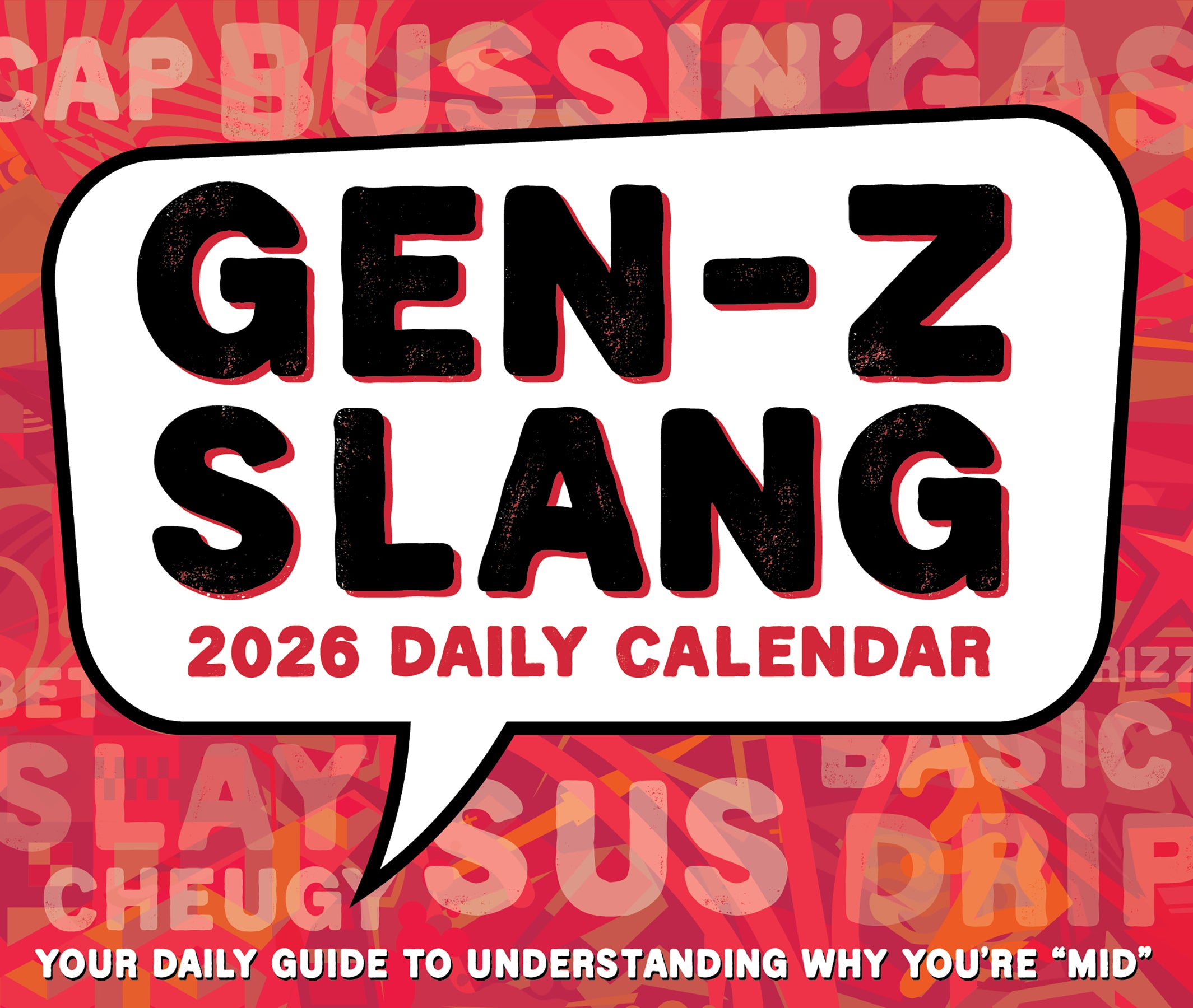 Gen Z Slang 2026 Daily Box Calendar cover featuring trendy phrases and definitions for daily inspiration.