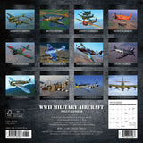 WWII Military Aircraft 2024 7" x 7" Mini Wall Calendar