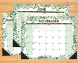Eucalyptus & Succulents 2024 22" x 17" Large Monthly Desk Pad