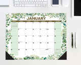 Eucalyptus & Succulents 2024 22" x 17" Large Monthly Desk Pad