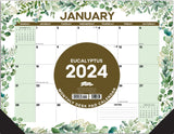 Eucalyptus & Succulents 2024 22" x 17" Large Monthly Desk Pad