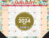 Spring Floral 2024 22" x 17" Large Monthly Desk Pad