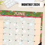 Spring Floral 2024 22" x 17" Large Monthly Desk Pad