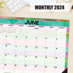 Watercolor Stripes 2024 22" x 17" Large Monthly Desk Pad