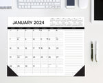 Black & White 2024 22" x 17" Large Monthly Desk Pad