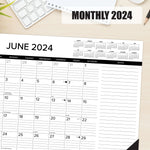 Black & White 2024 22" x 17" Large Monthly Desk Pad