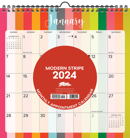 Modern Stripe 2024 12" x 12" Spiral Wall Calendar