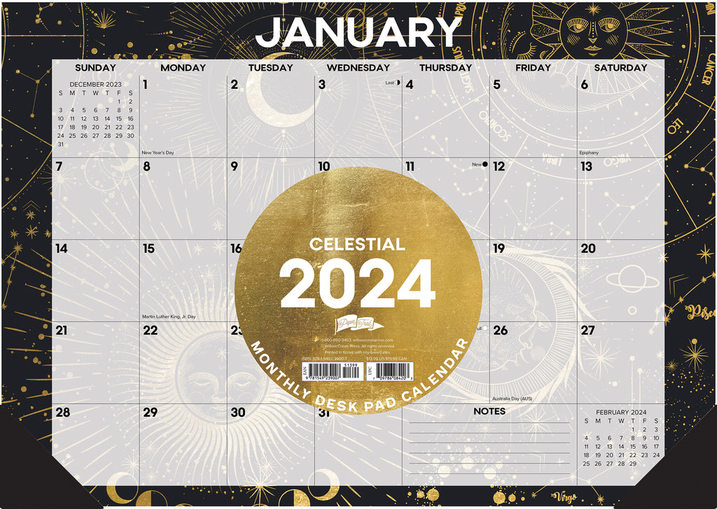 Celestial 2024 17" x 12" Desk Pad Willow Creek Press
