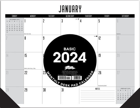 Basic 2024 22" x 17" Large Monthly Desk Pad