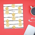 Golden Pineapples 2024 7.5" x 9.5" Booklet Monthly Planner