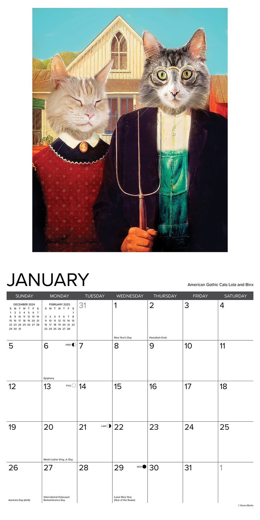 完璧わいふによる Animal Masterpieces Press Creek Willow – Calendar Wall 2025 Humor