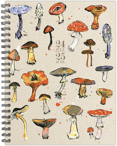 Mushrooms Academic July 2024 - June 2025 6.5" x 8.5" Softcover Planner