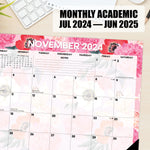 Bold Blooms Academic July 2024 - June 2025 22" x 17" Large Monthly Deskpad