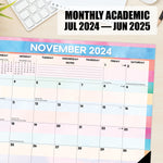 Watercolor Stripe Academic July 2024 - June 2025 22" x 17" Large Monthly Deskpad