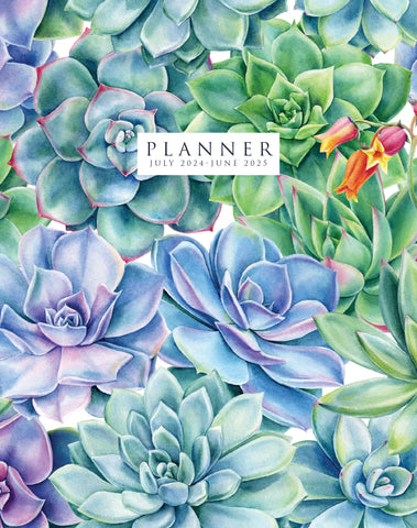 Succulents Academic July 2024 - June 2025 7.5" x 9.5" Booklet Monthly Planner