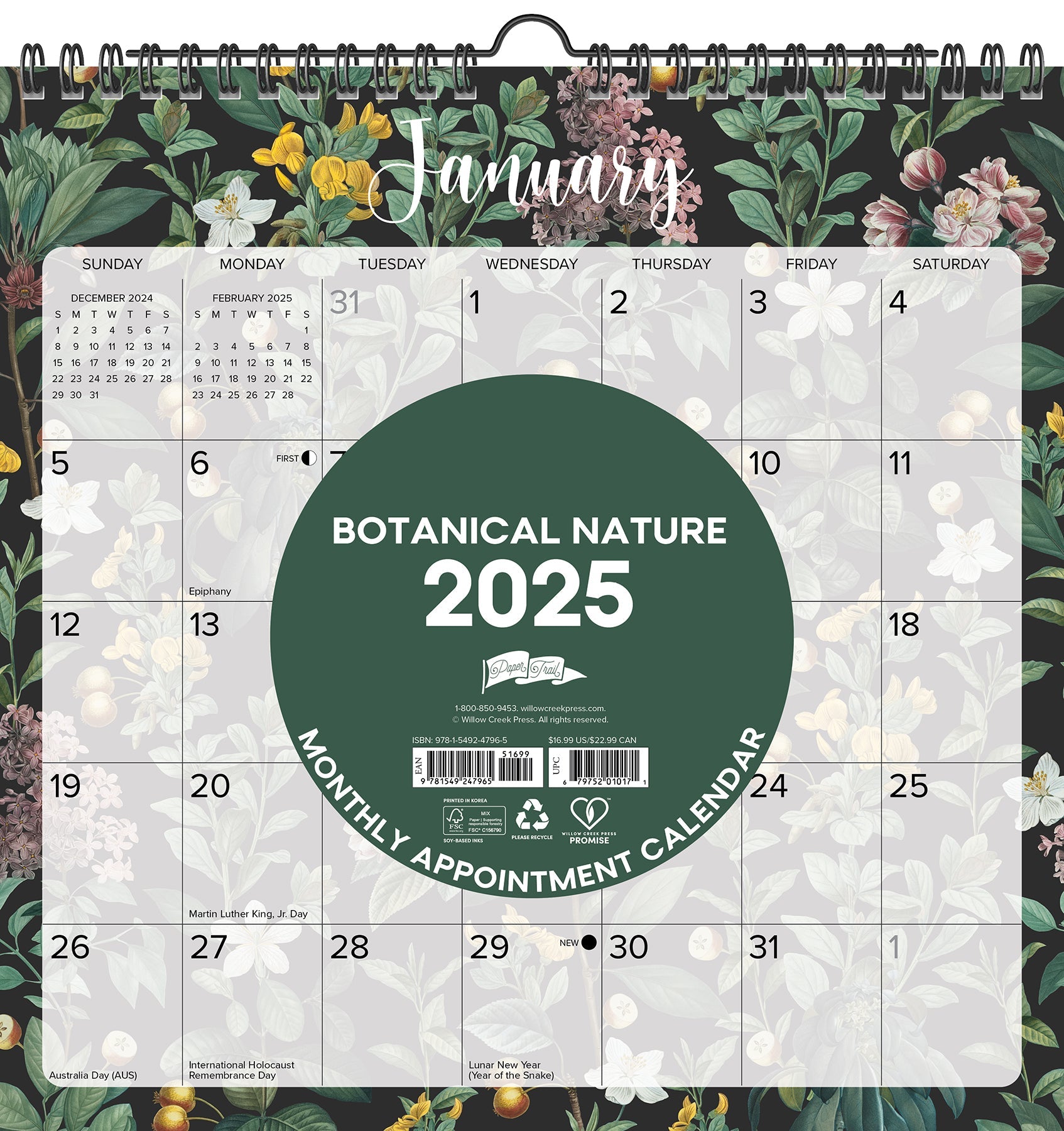 完璧主義 2025 Spiral Wall Calendars – Willow Creek Press 手帳・カレンダー