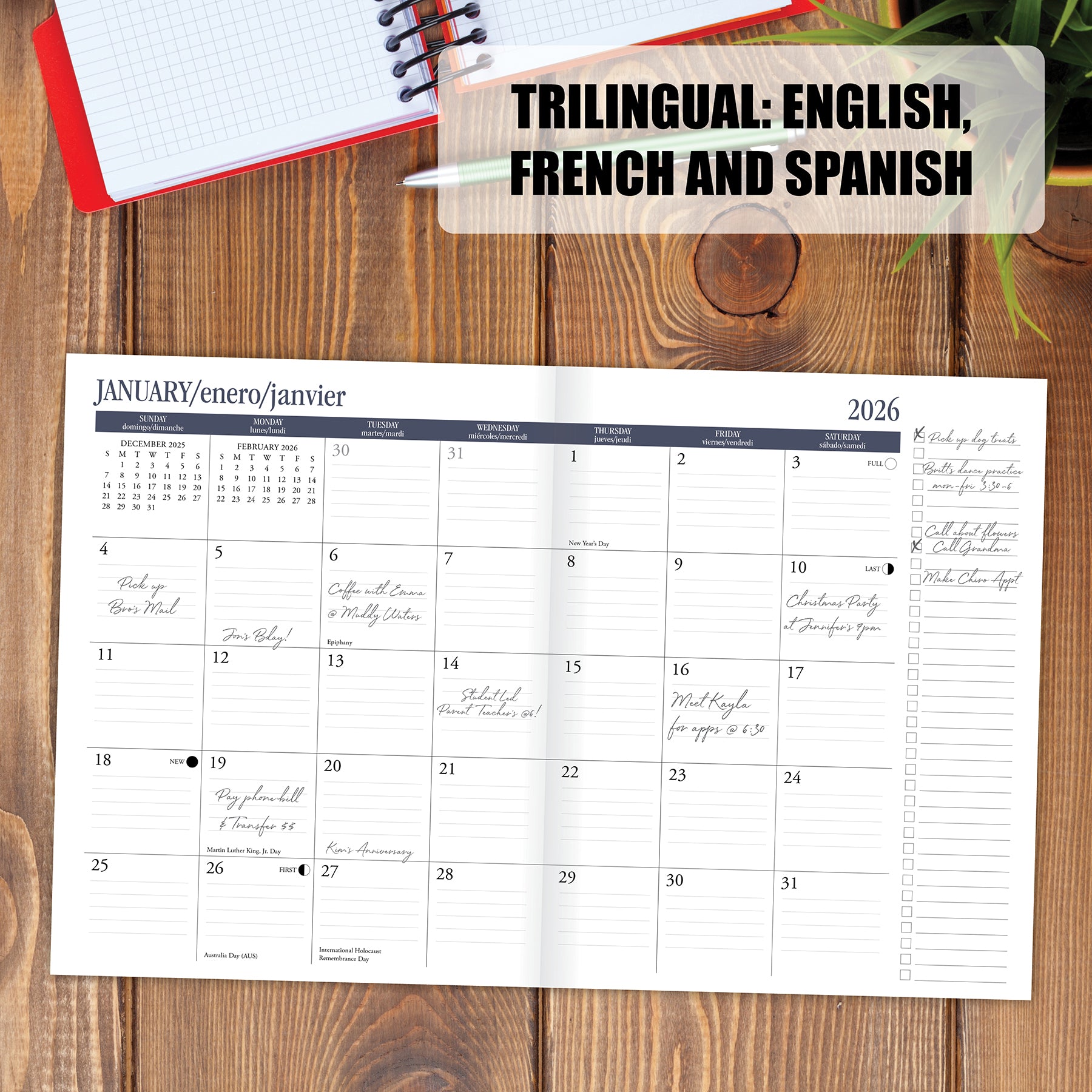 Seen This Film Academic July 2025 - June 2026 7.5 black-white-large-desk-calendar-18-month-2025-2026-calendars-hadley-designs